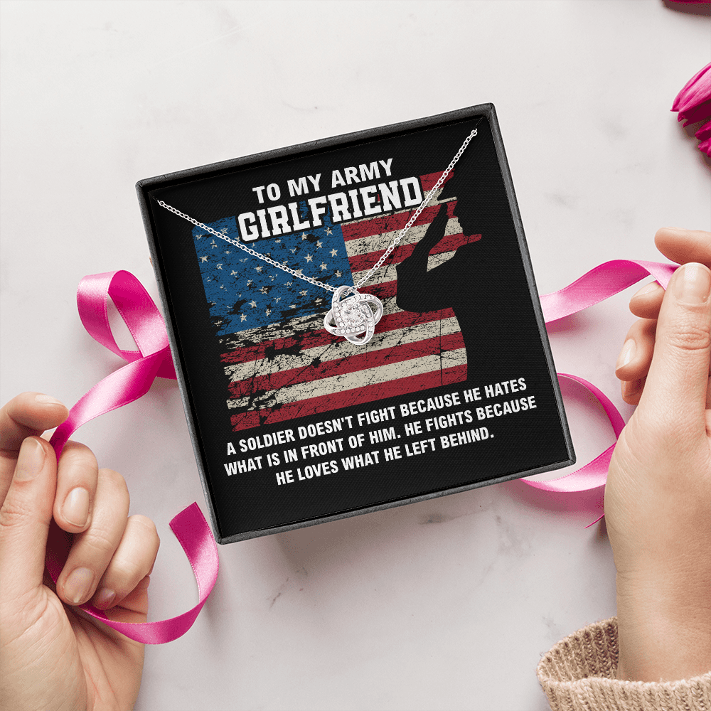 Army Girlfriend Gift Necklace with Patriotic Message Card