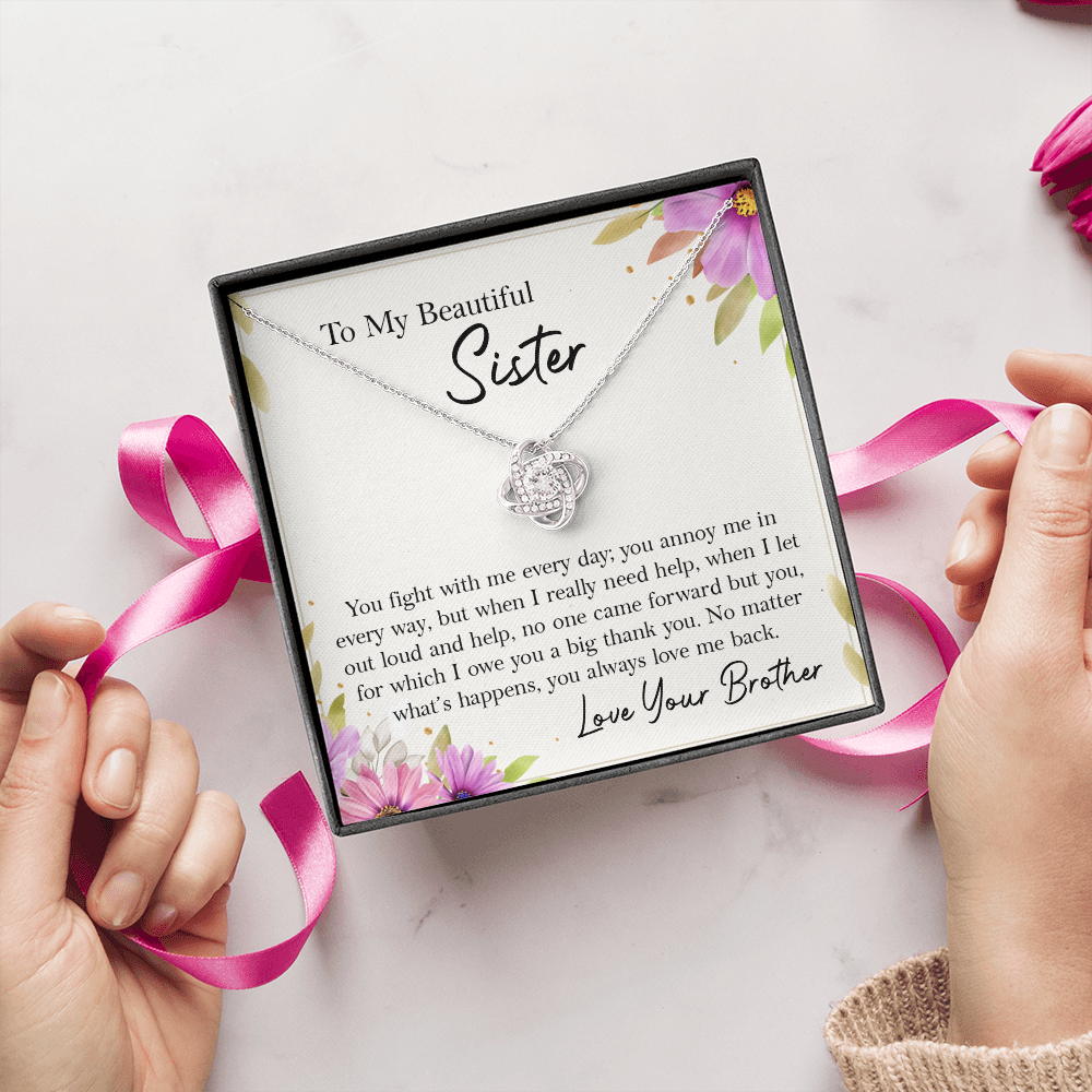 To My Beautiful Sister Necklace Gift from Brother with Message Card
