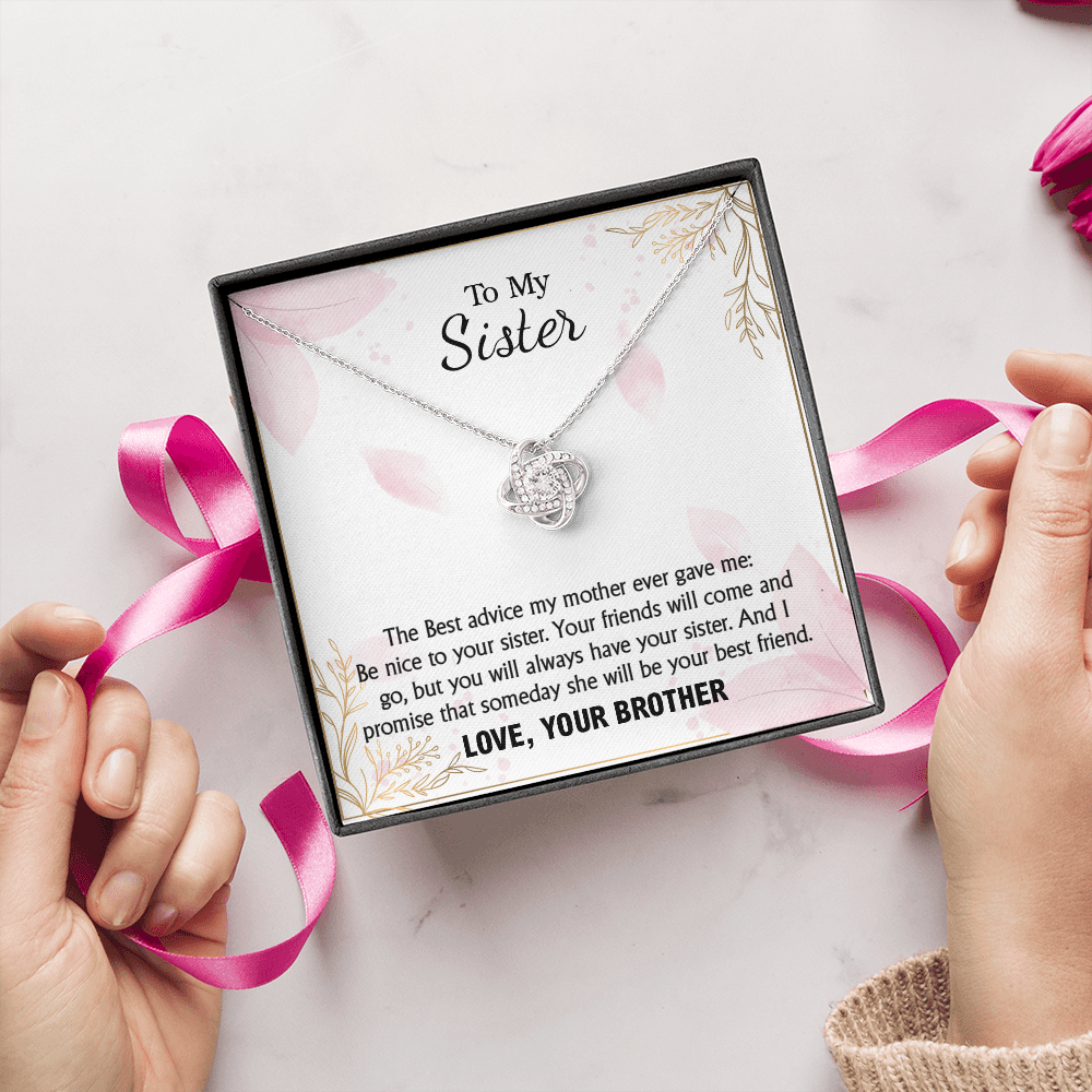 Sister Necklace Gift from Brother with Sentimental Message Card