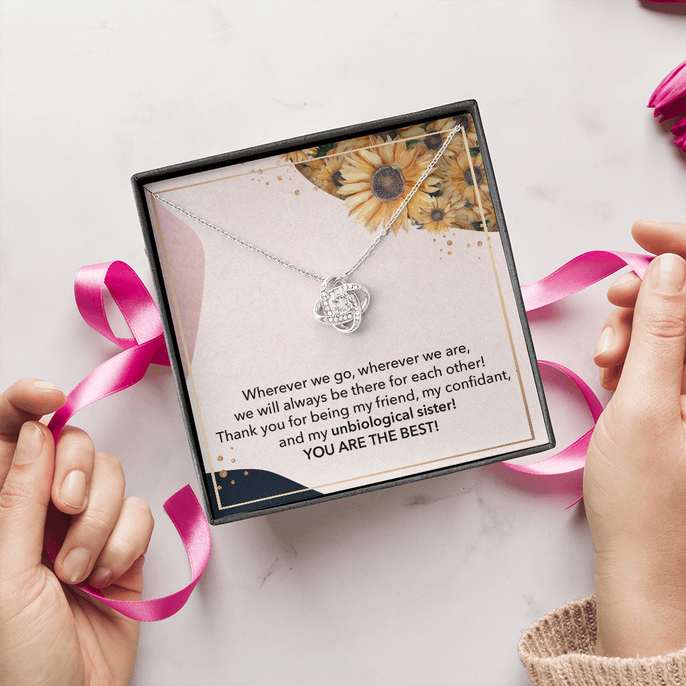 Unbiological Sister Necklace Gift with Heartfelt Message Card for Best Friend