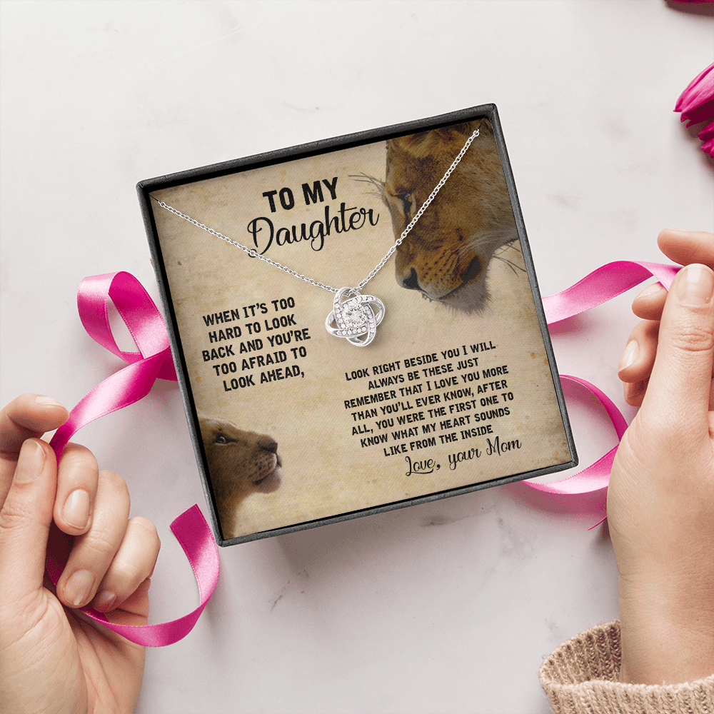 To My Daughter Necklace Gift from Mom – Lion Message Card