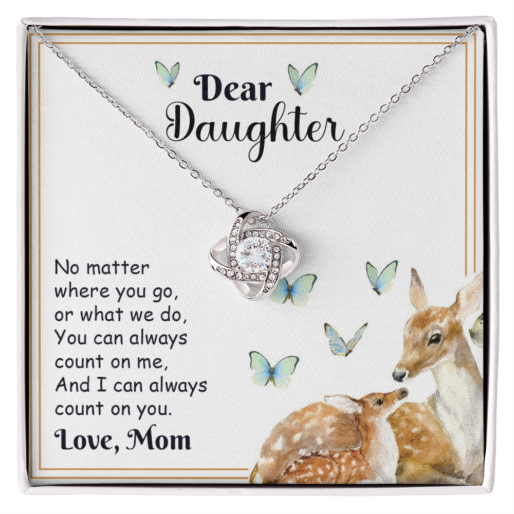 Dear Daughter Necklace Gift from Mom – with Deer and Butterfly Message Card