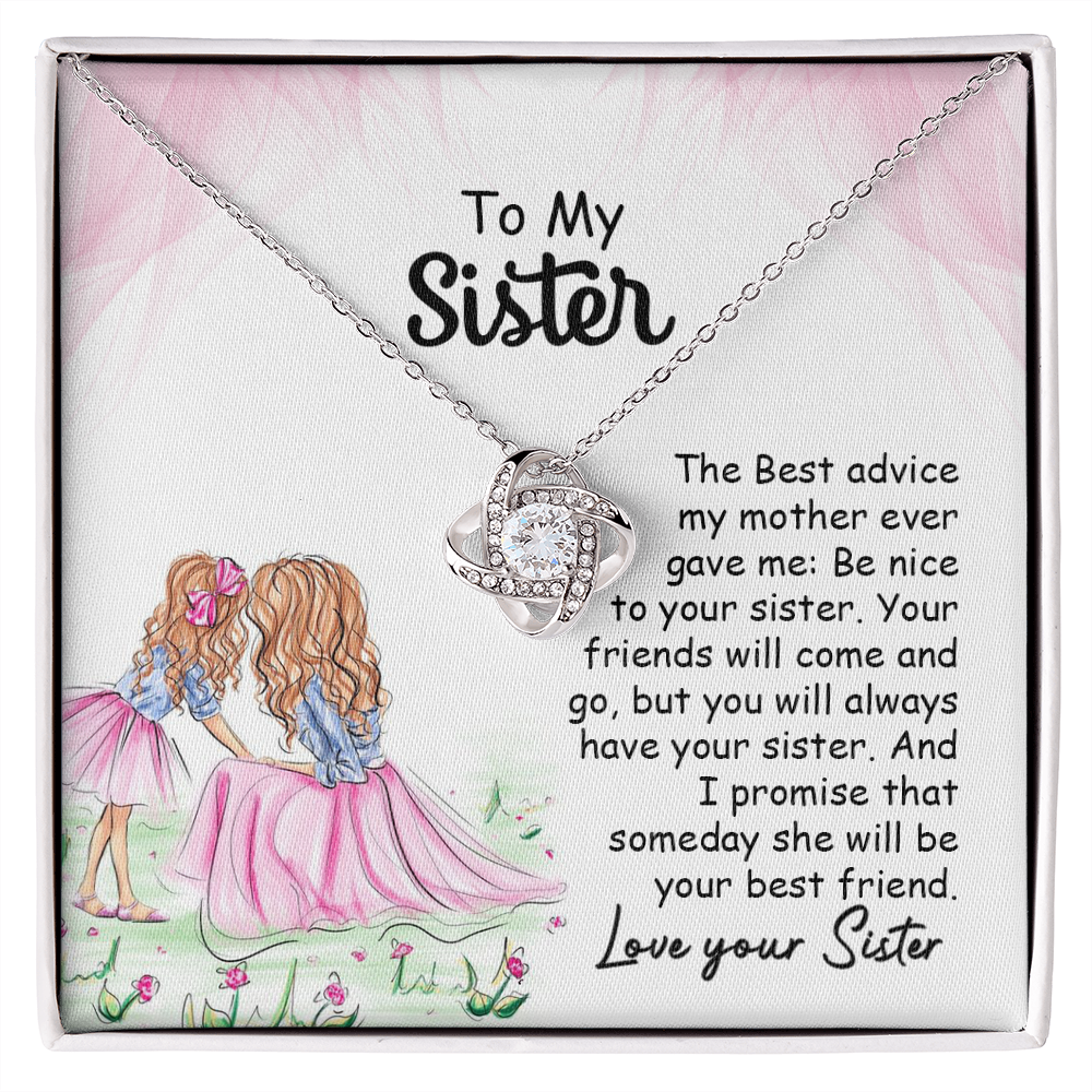 Sister Necklace Gift with Heartfelt Message Card