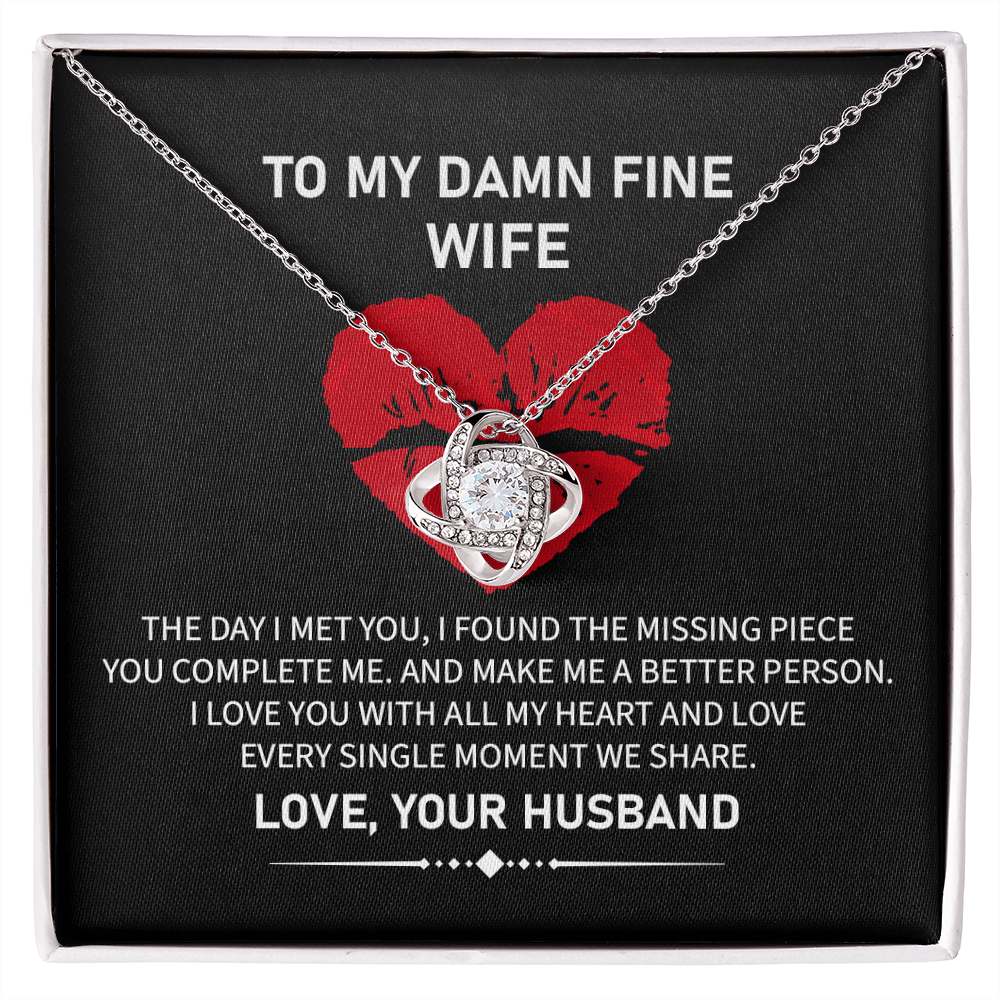 Funny Wife Necklace Gift from Husband with Love Knot Pendant and Bold Message Card