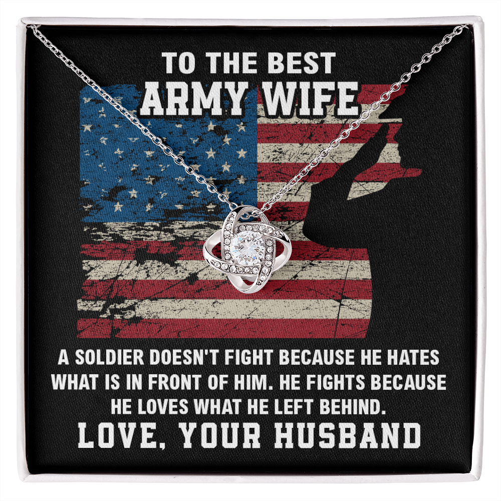 Army Wife Necklace Gift from Husband with Message Card