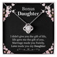 Bonus Daughter Necklace Gift from Stepmom or Stepfather – Love Knot Pendant with Meaningful Message Card