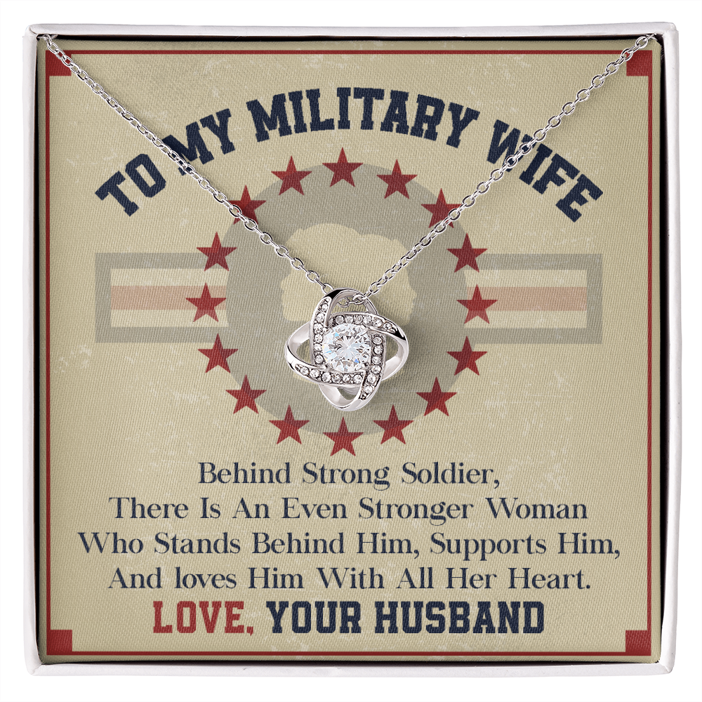 To My Military Wife Necklace with Patriotic Message Card