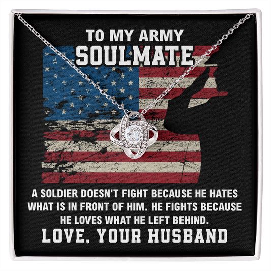 To My Army Soulmate Necklace Gift with Message from Husband