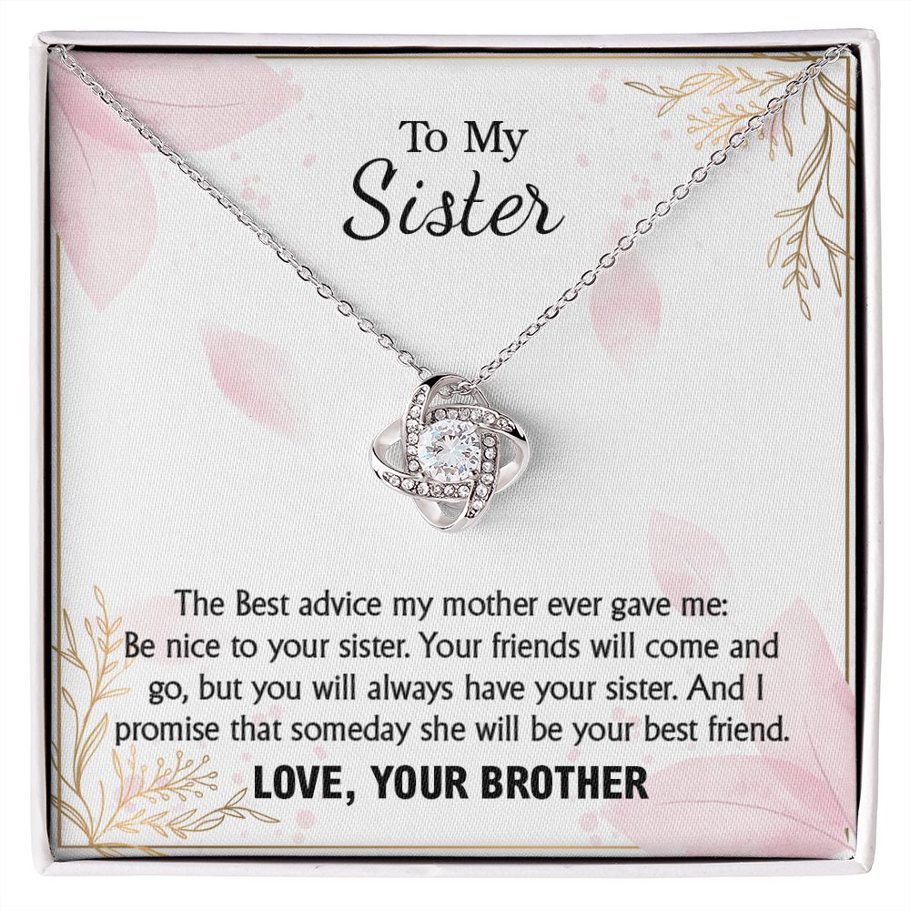 Sister Necklace Gift from Brother with Sentimental Message Card
