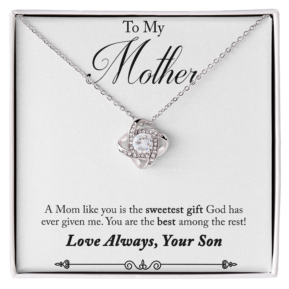 Mother Necklace Gift from Son with Heartfelt Message Card – Sweetest Gift for Mom