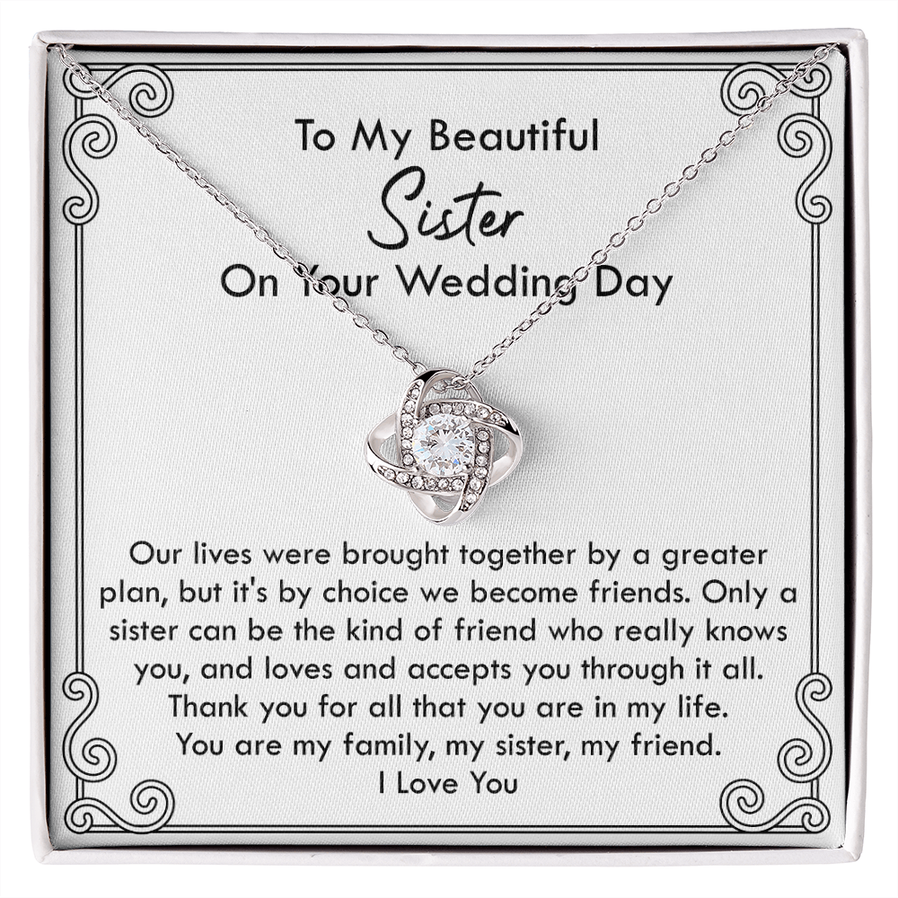 Wedding Day Necklace Gift for Sister from Sibling with Message Card