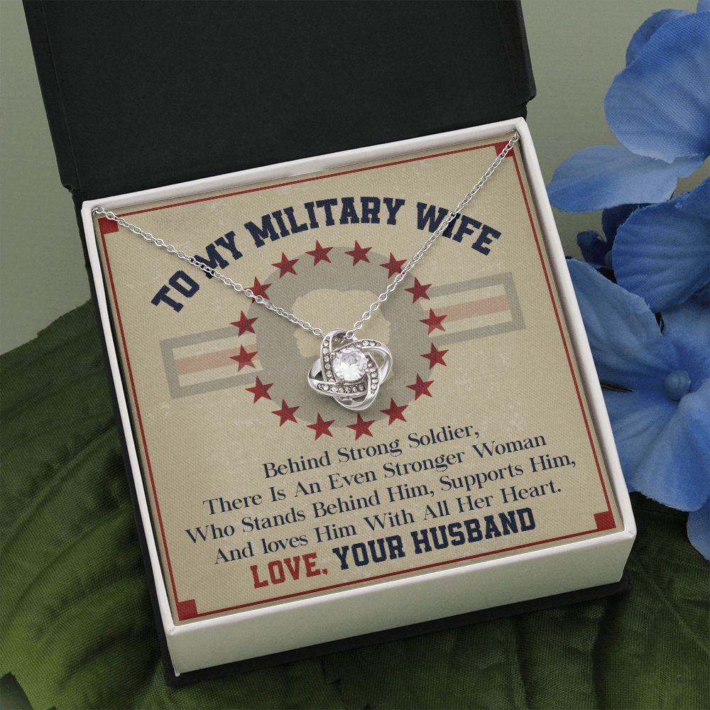 To My Military Wife Necklace with Patriotic Message Card