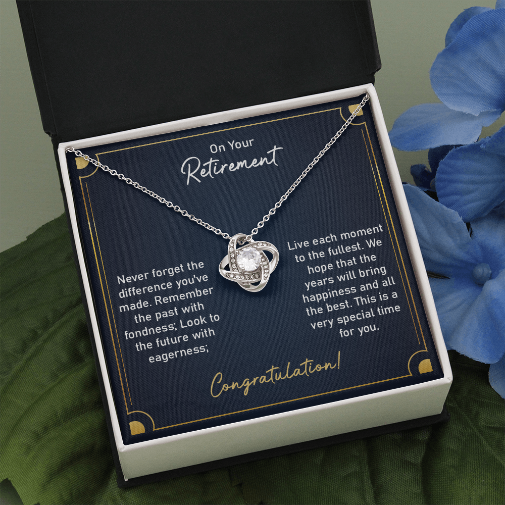 Retirement Necklace Gift for Women with Elegant Message Card