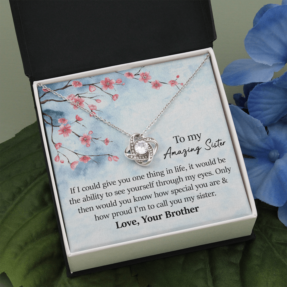 Sister Necklace Gift from Brother with Heartfelt Message Card