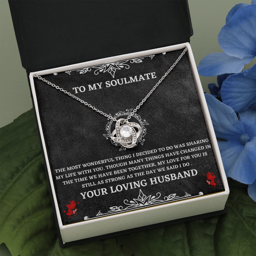 Soulmate Necklace Gift from Husband – Love Knot Pendant with Heartfelt Message Card