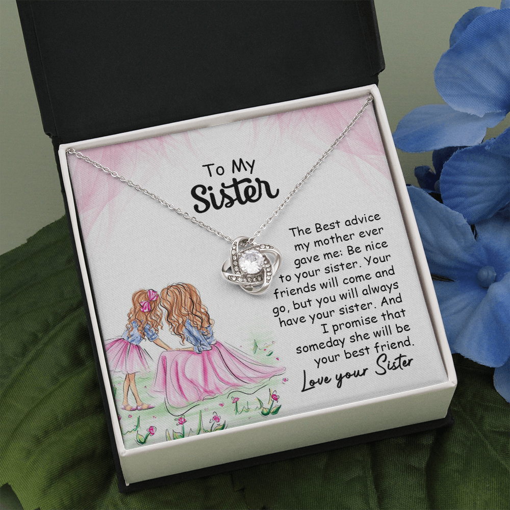 Sister Necklace Gift with Heartfelt Message Card