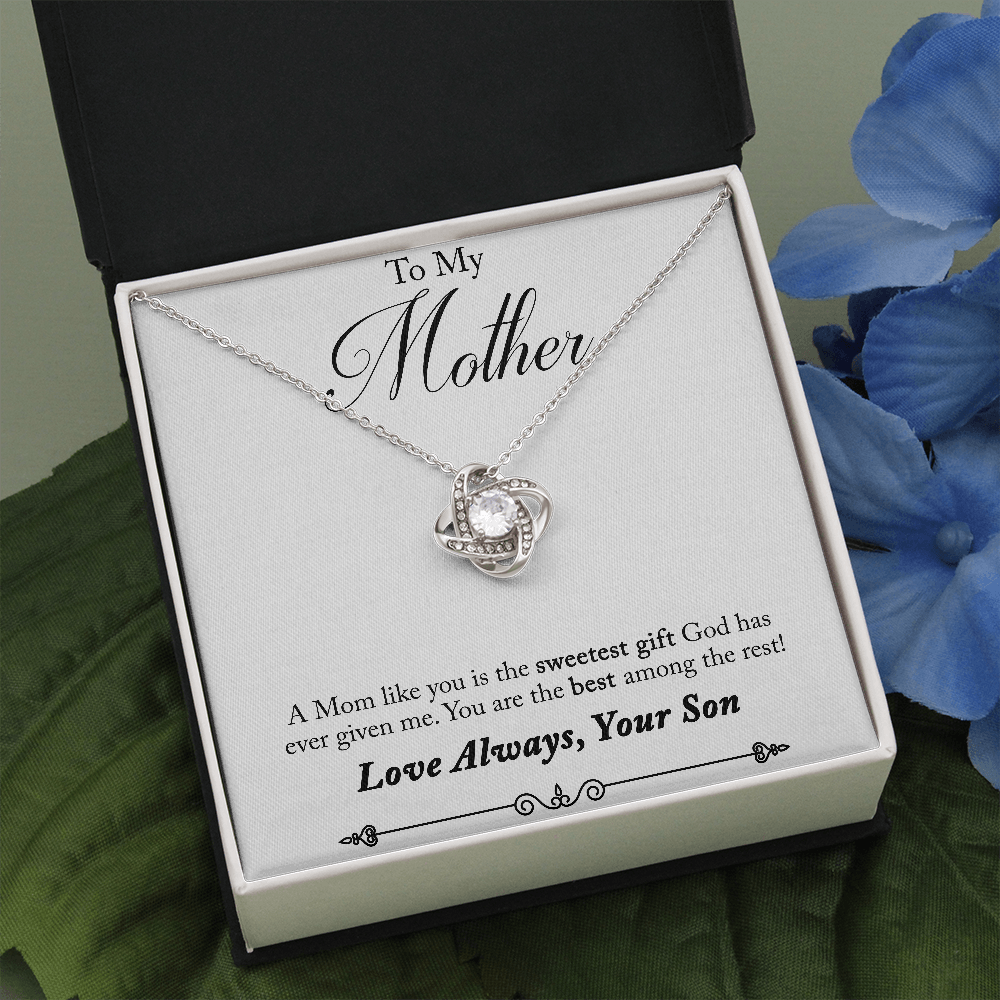 Mother Necklace Gift from Son with Heartfelt Message Card – Sweetest Gift for Mom