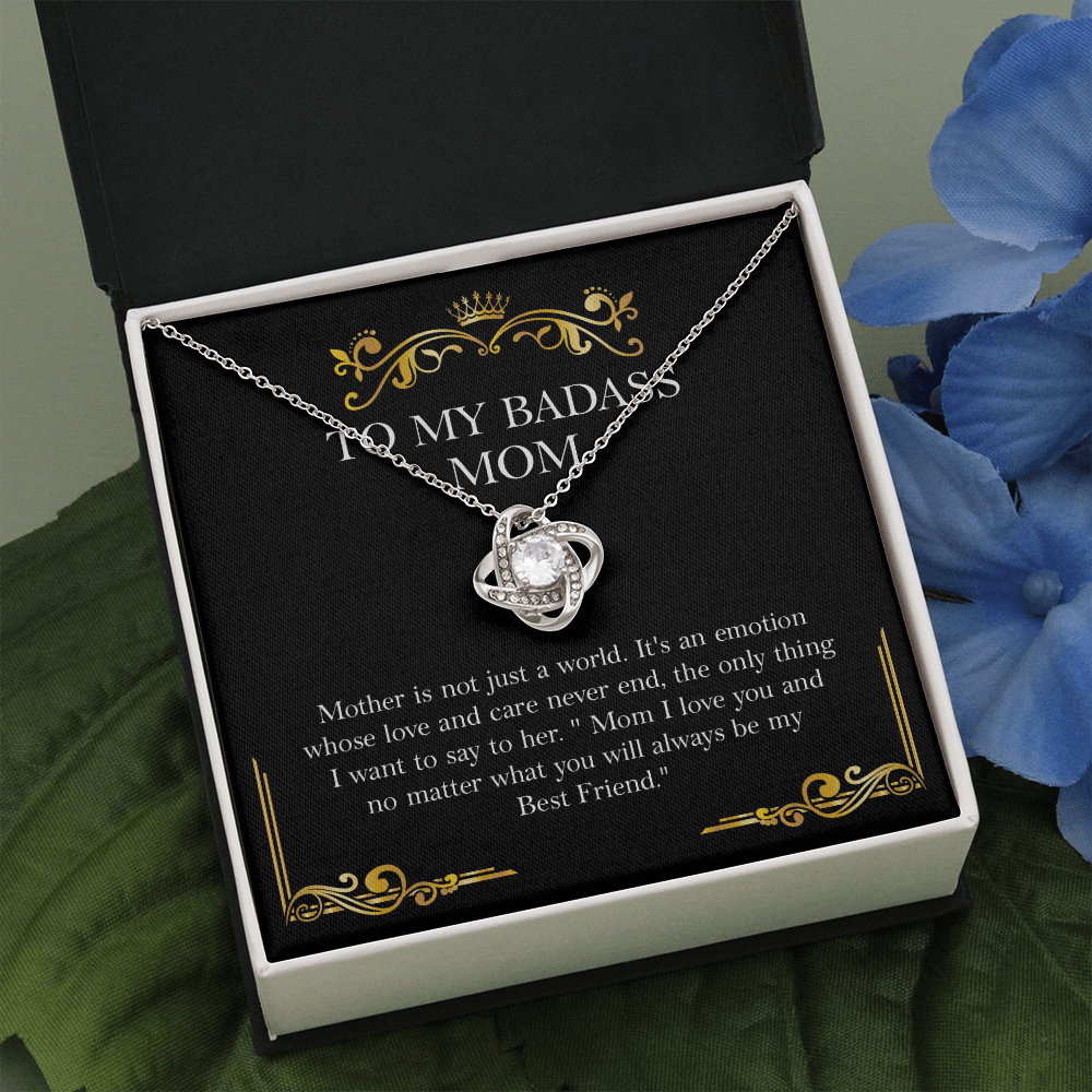 Badass Mom Necklace Gift with Message Card from Daughter or Son