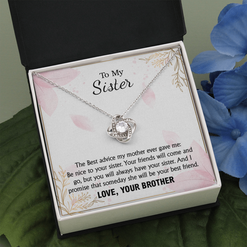 Sister Necklace Gift from Brother with Sentimental Message Card