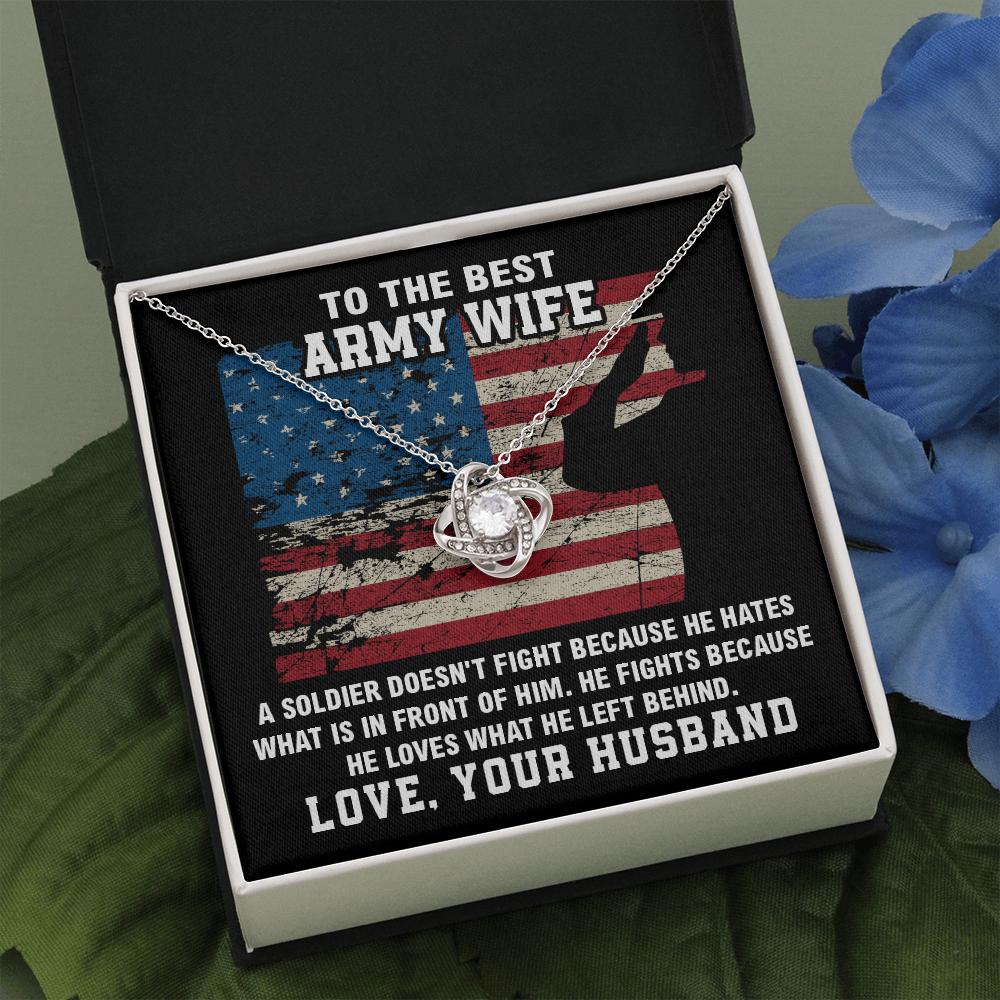 Army Wife Necklace Gift from Husband with Message Card