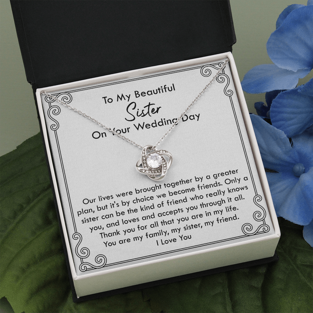 Wedding Day Necklace Gift for Sister from Sibling with Message Card