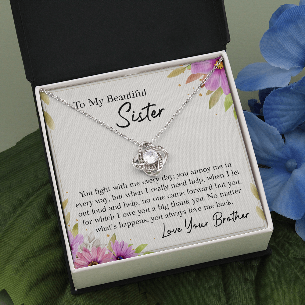 To My Beautiful Sister Necklace Gift from Brother with Message Card