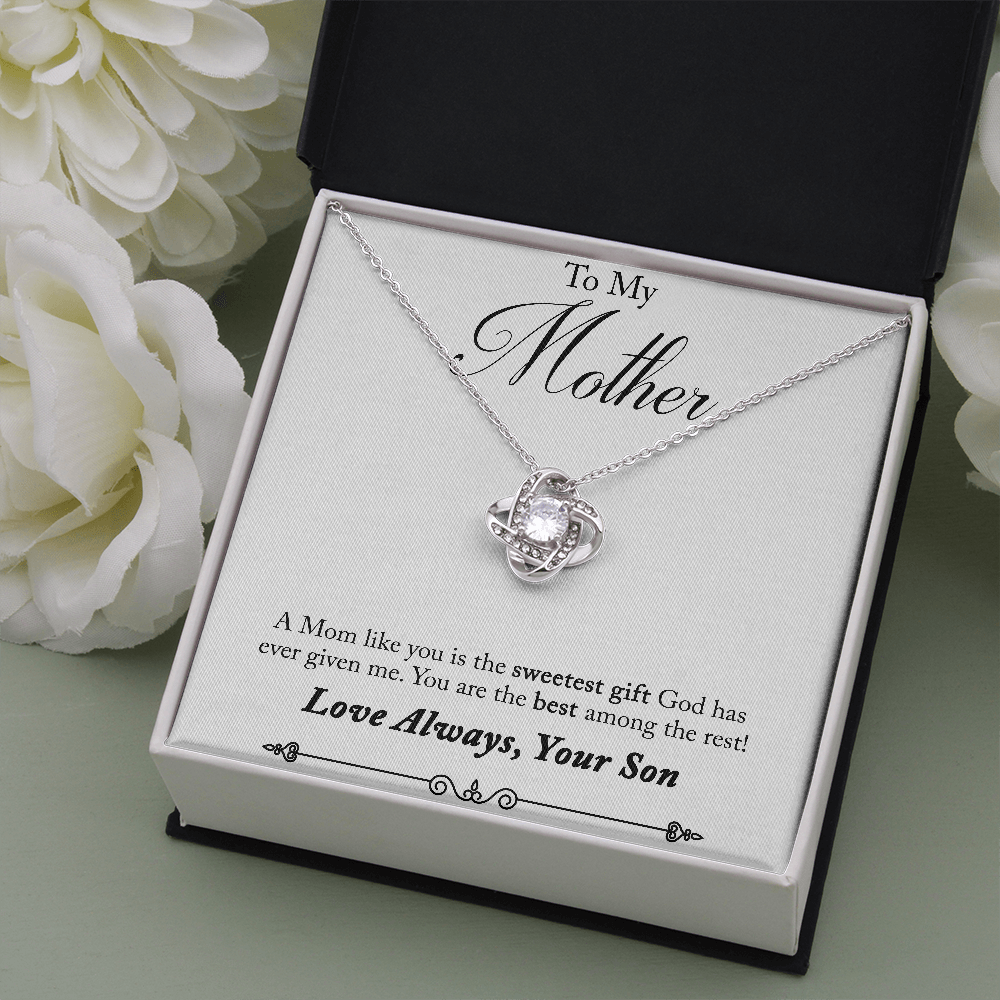 Mother Necklace Gift from Son with Heartfelt Message Card – Sweetest Gift for Mom