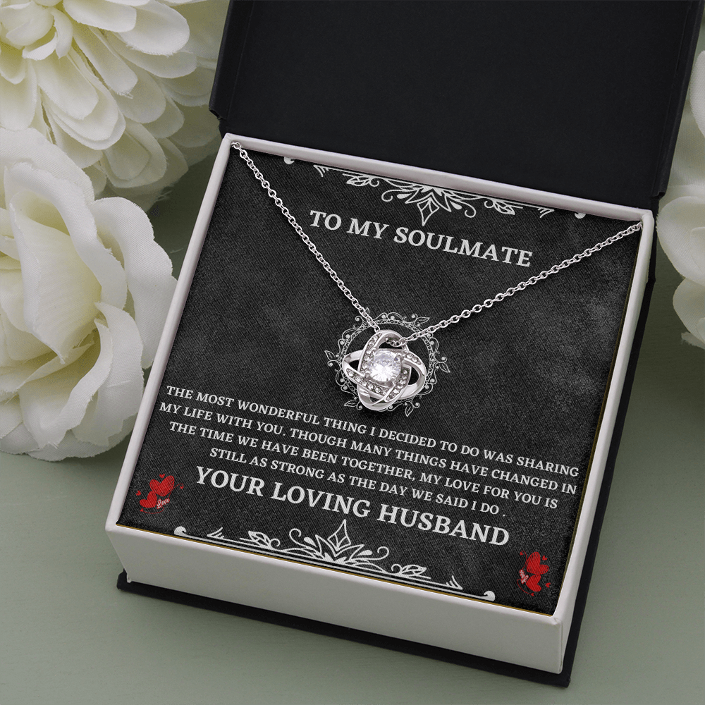 Soulmate Necklace Gift from Husband – Love Knot Pendant with Heartfelt Message Card