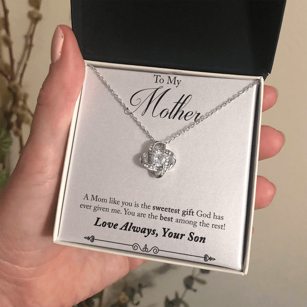 Mother Necklace Gift from Son with Heartfelt Message Card – Sweetest Gift for Mom