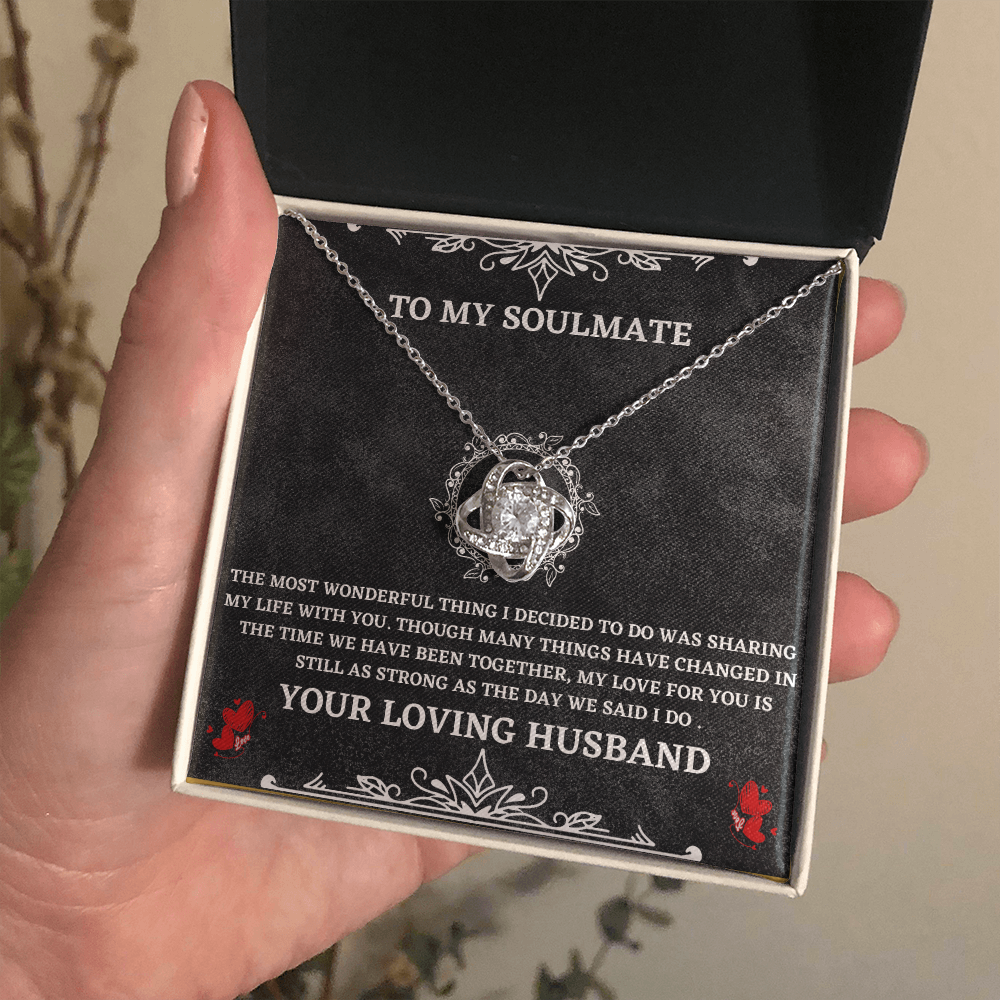 Soulmate Necklace Gift from Husband – Love Knot Pendant with Heartfelt Message Card
