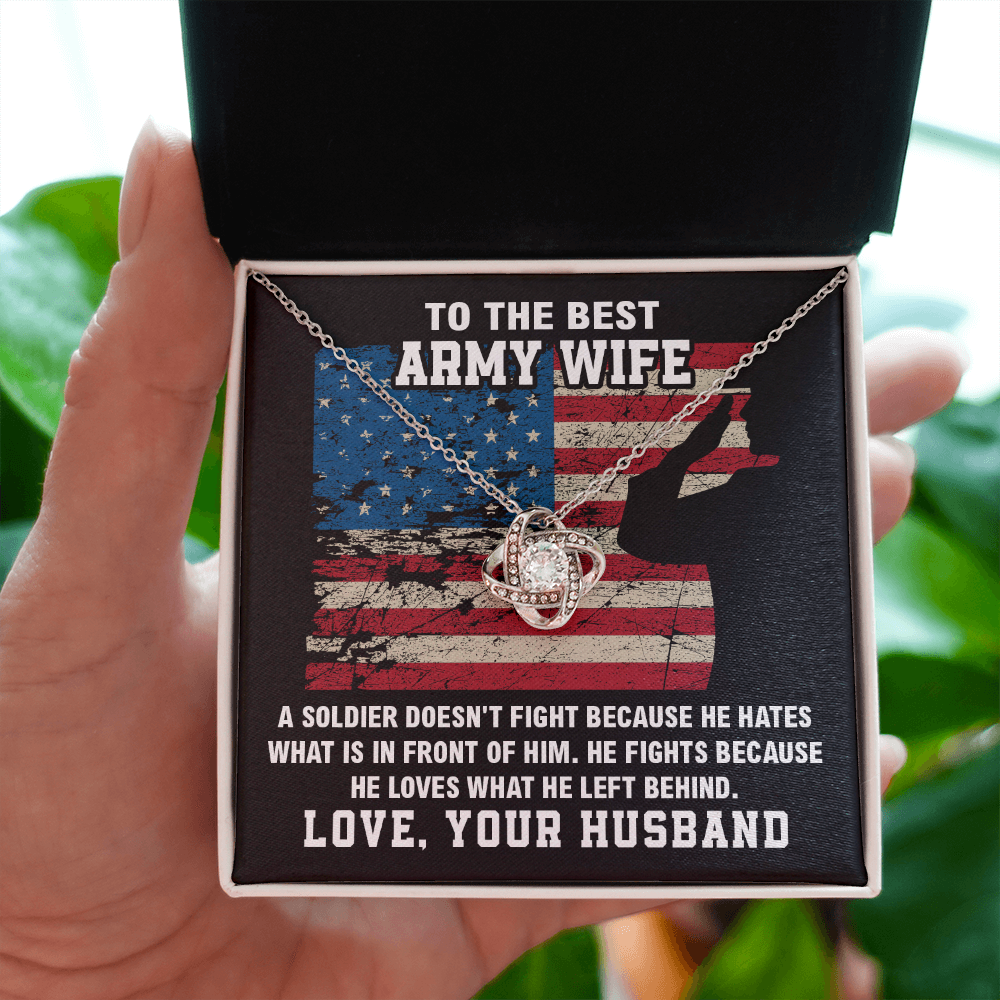 Army Wife Necklace Gift from Husband with Message Card