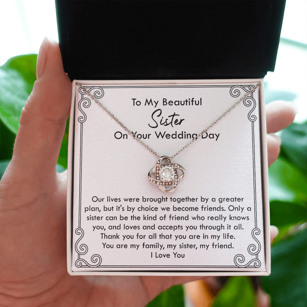 Wedding Day Necklace Gift for Sister from Sibling with Message Card