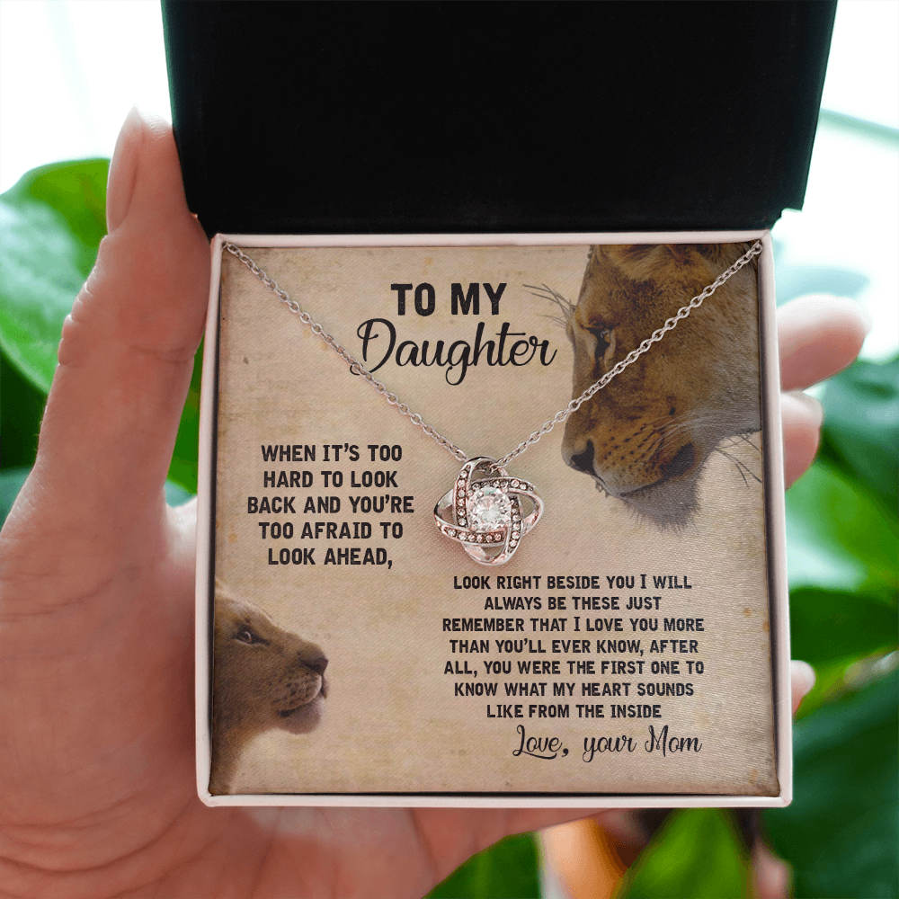 To My Daughter Necklace Gift from Mom – Lion Message Card