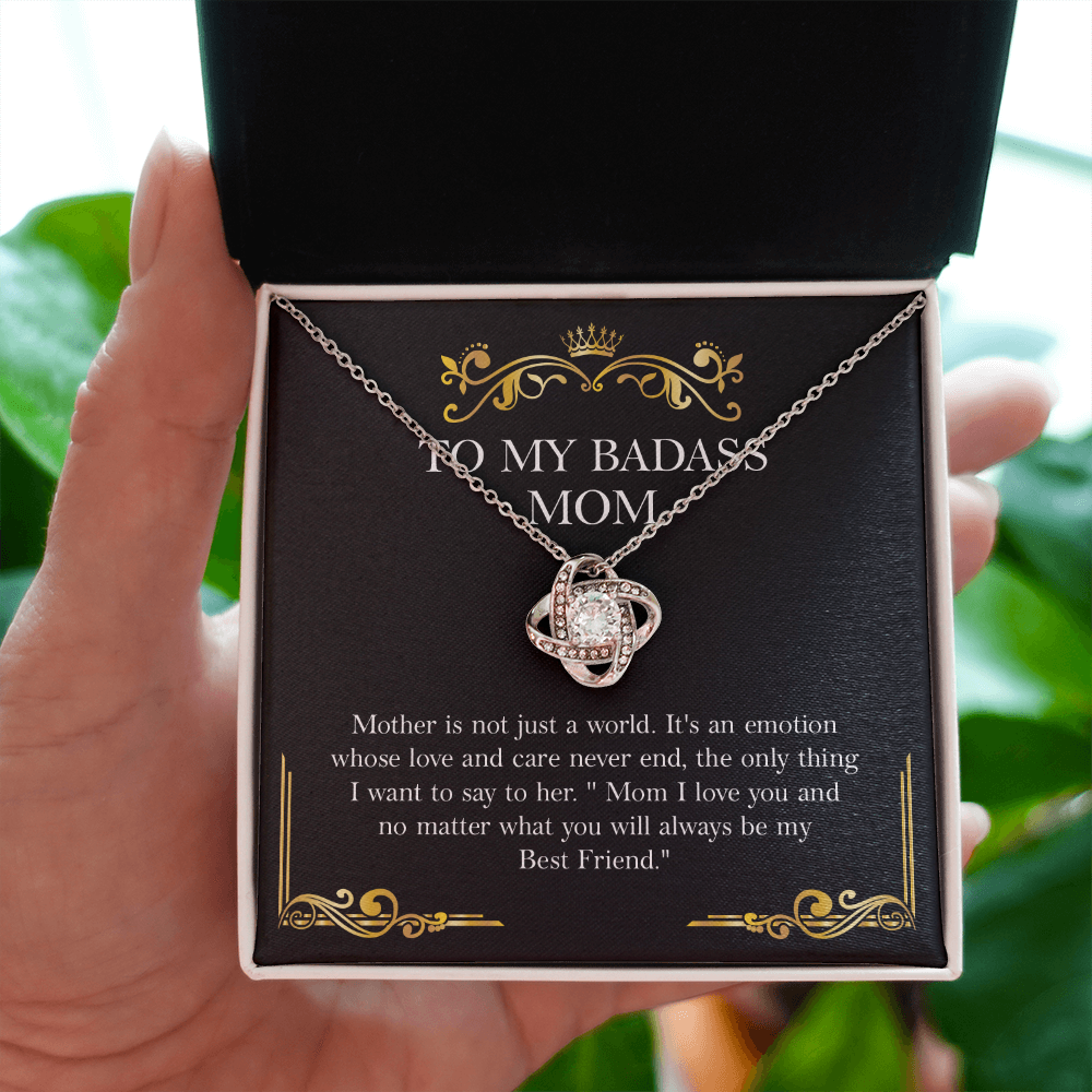 Badass Mom Necklace Gift with Message Card from Daughter or Son