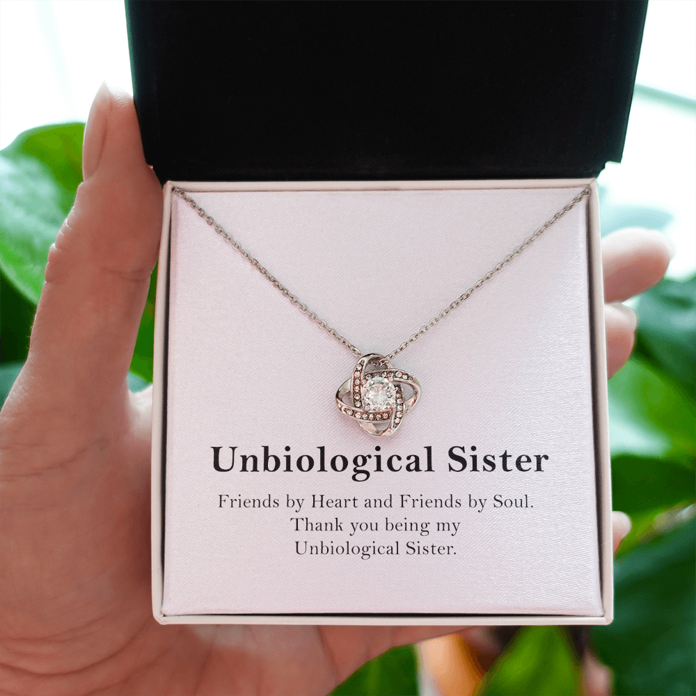 Unbiological Sister Necklace Gift – Friendship Jewelry with Message Card