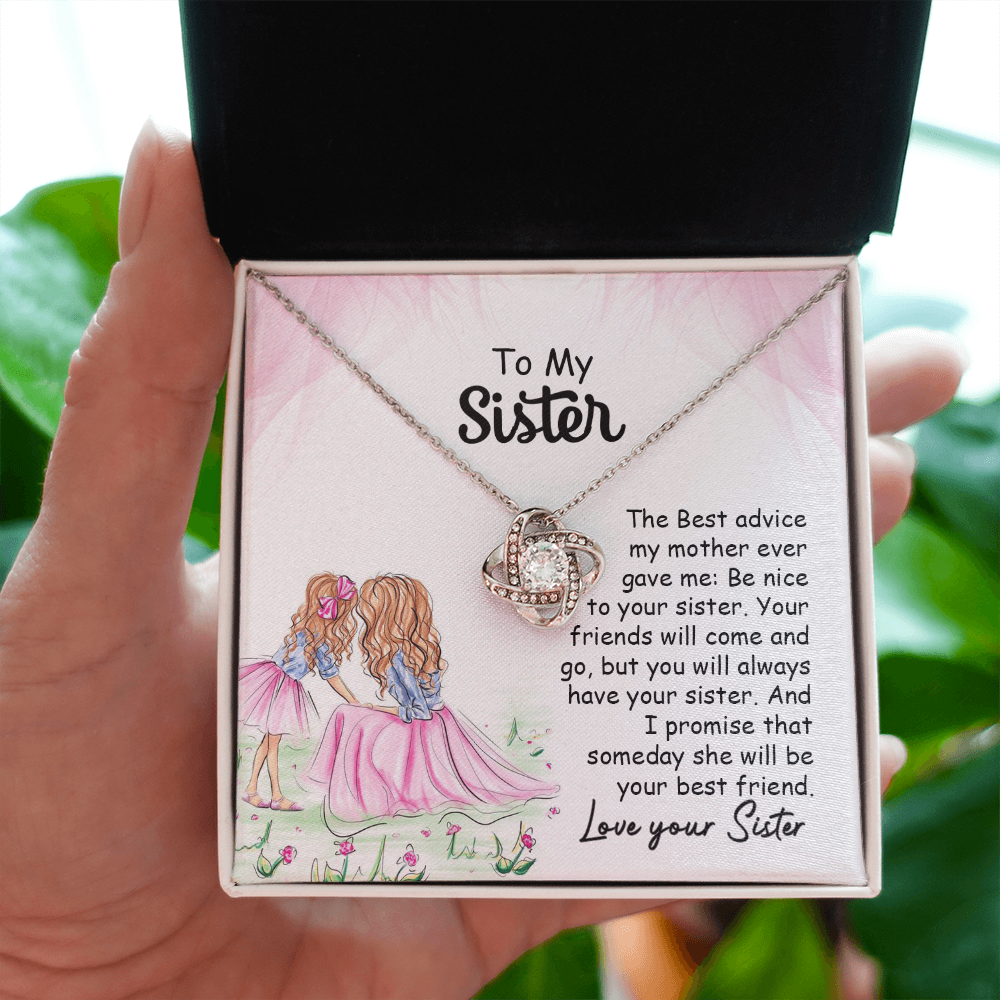 Sister Necklace Gift with Heartfelt Message Card
