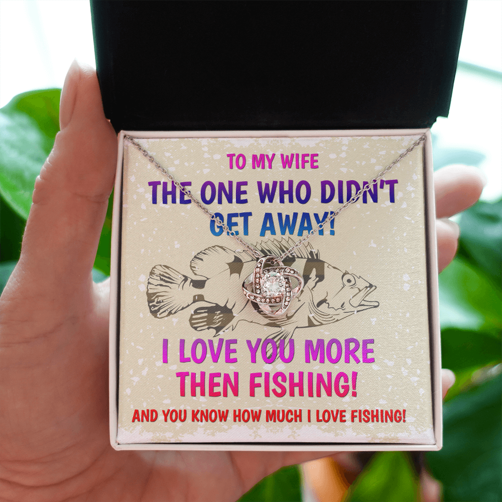 Funny Necklace Gift for Wife from Husband – I Love You More Than Fishing