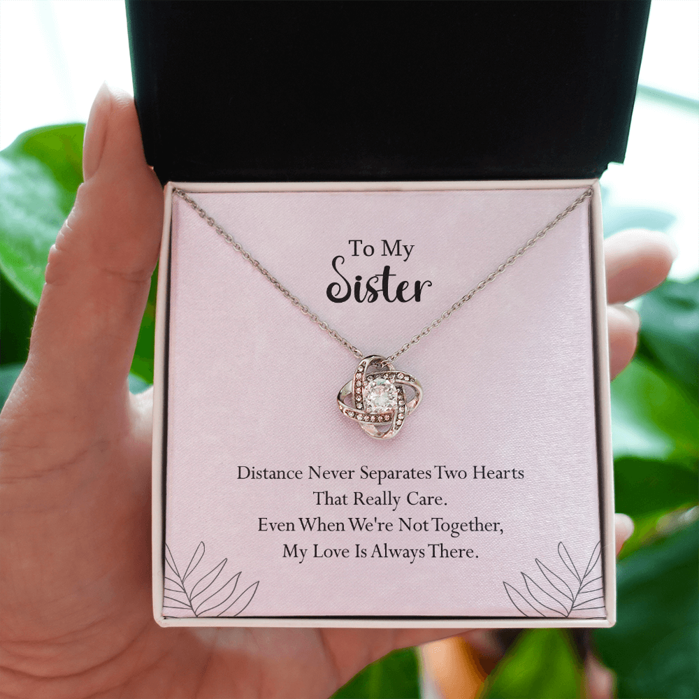 Sister Necklace Gift with Heartfelt Message Card for Long Distance Love