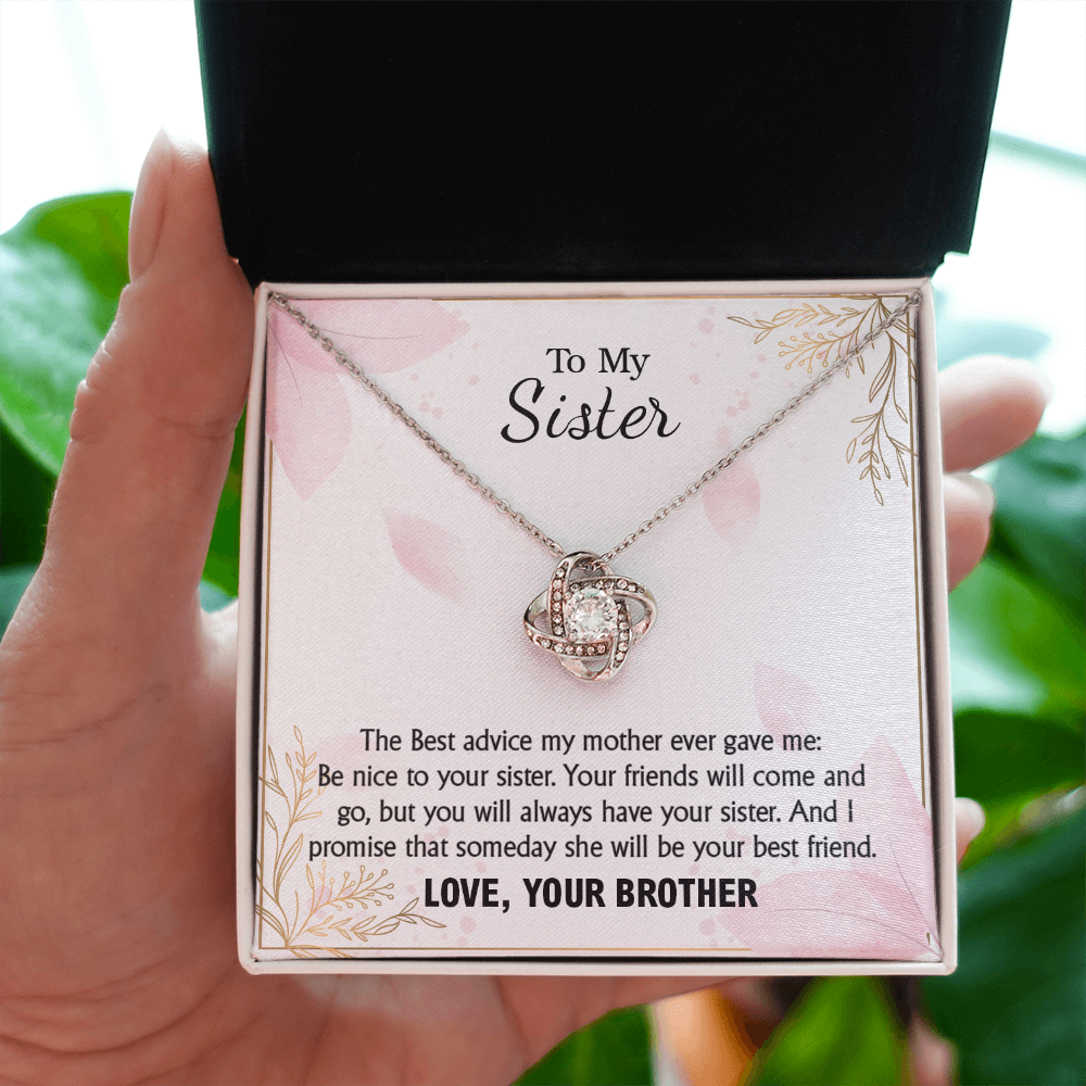 Sister Necklace Gift from Brother with Sentimental Message Card