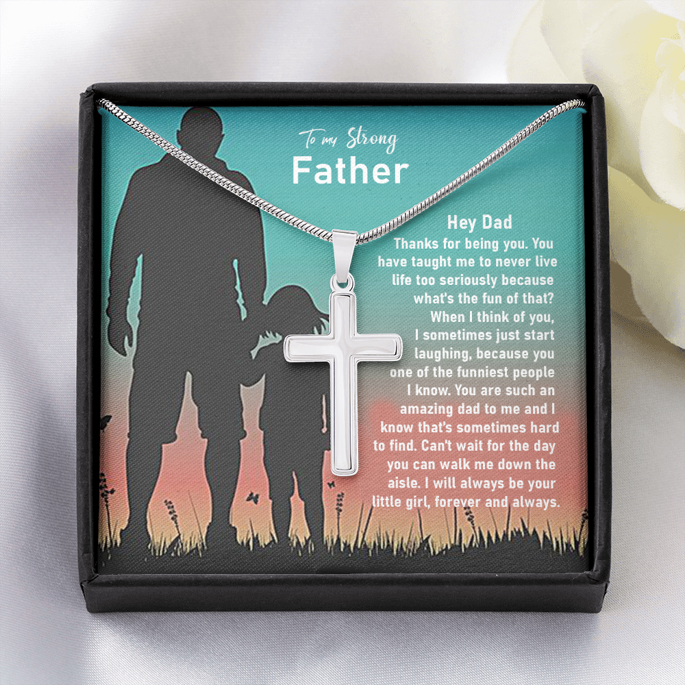 Father Cross Necklace Gift from Daughter – Religious Pendant with Sentimental Message Card