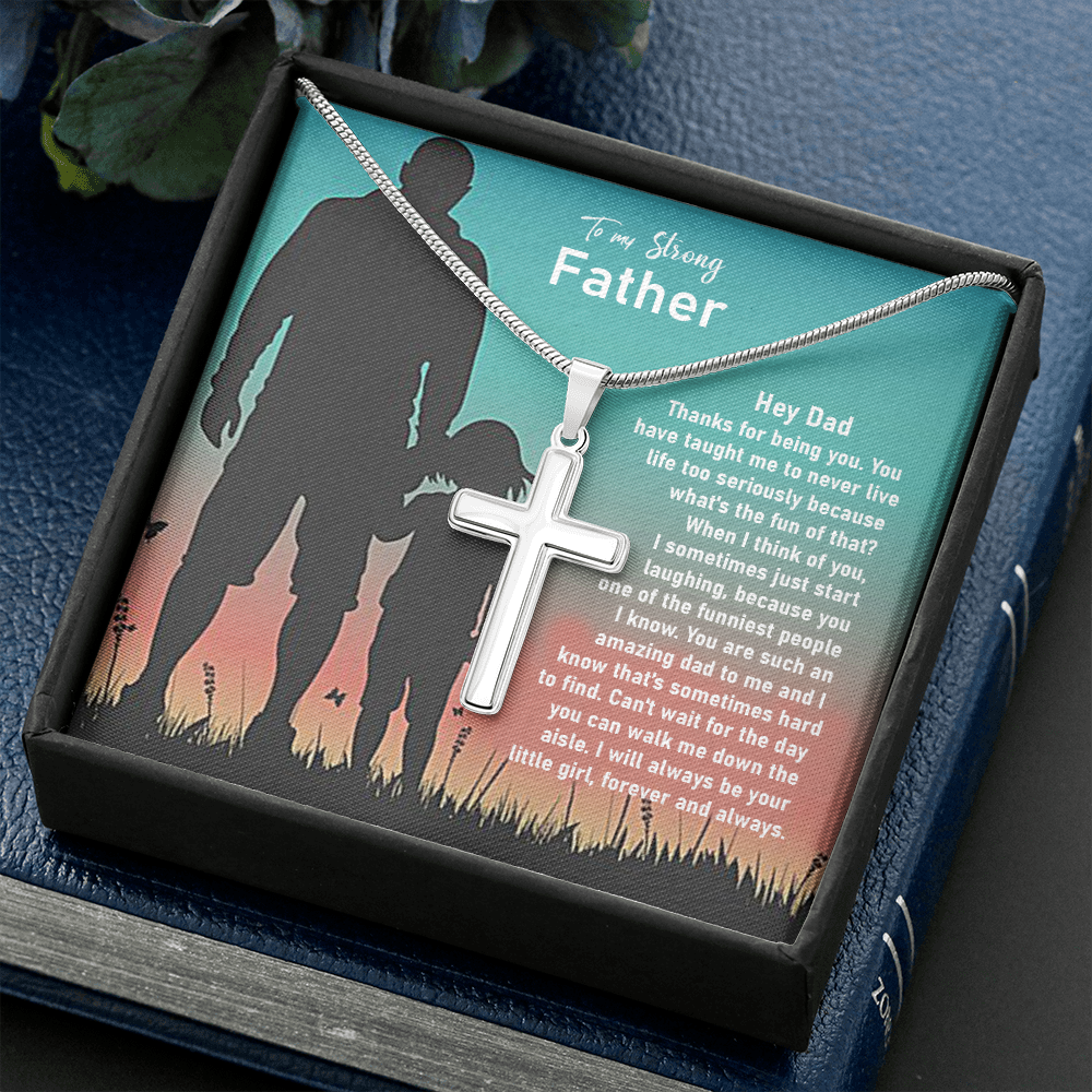 Father Cross Necklace Gift from Daughter – Religious Pendant with Sentimental Message Card