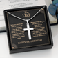Father’s Day Cross Necklace Gift for Dad – Religious Pendant with Heartfelt Message Card