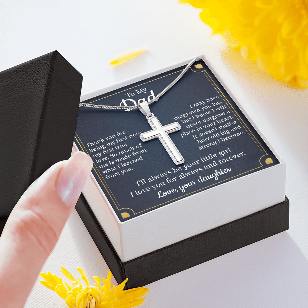 Cross Necklace Gift for Dad from Daughter with Message Card