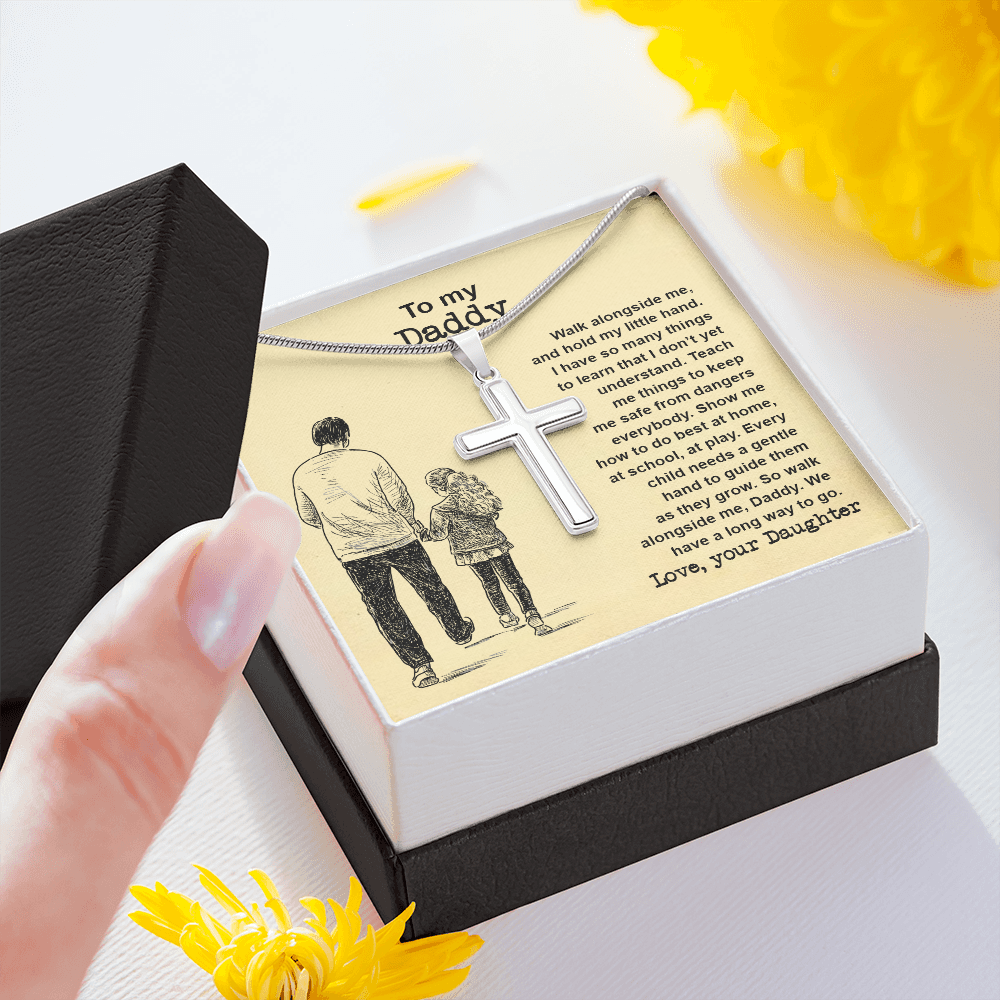Daddy Cross Necklace Gift From Childs With Heartfelt Message