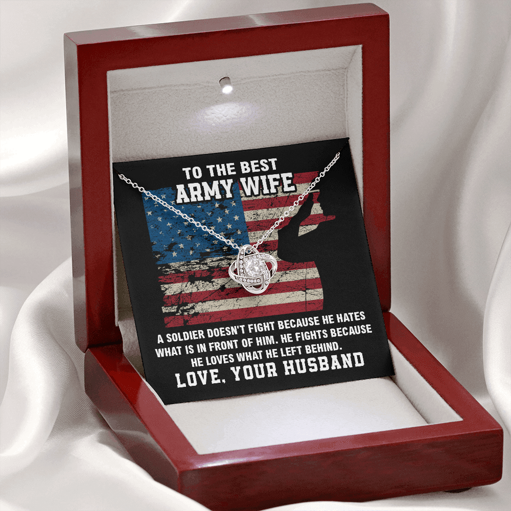 Army Wife Necklace Gift from Husband with Message Card