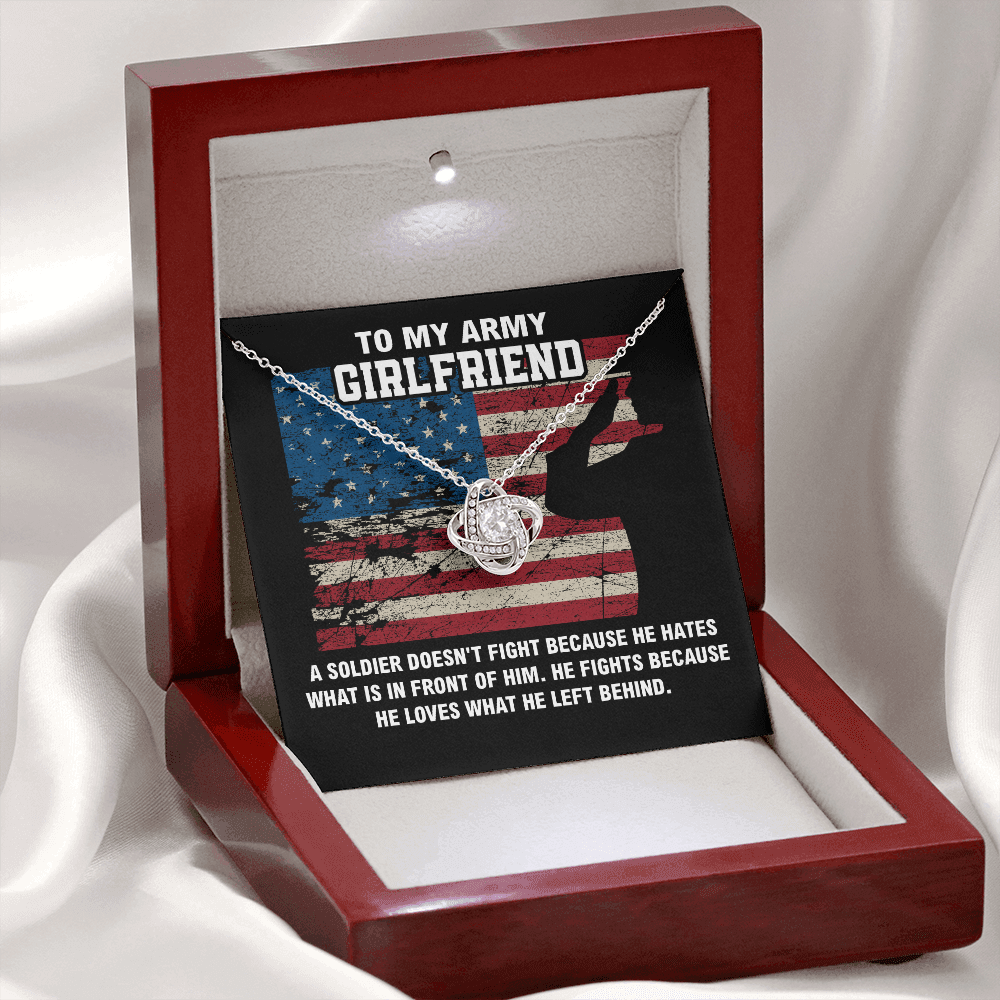 Army Girlfriend Gift Necklace with Patriotic Message Card
