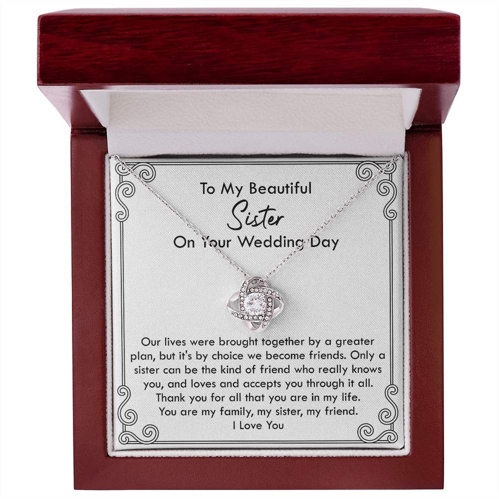 Wedding Day Necklace Gift for Sister from Sibling with Message Card