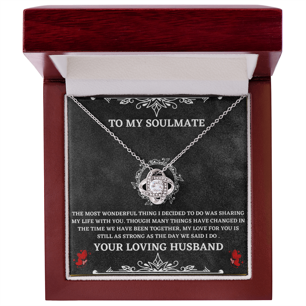 Soulmate Necklace Gift from Husband – Love Knot Pendant with Heartfelt Message Card