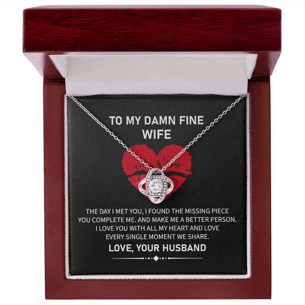 Funny Wife Necklace Gift from Husband with Love Knot Pendant and Bold Message Card