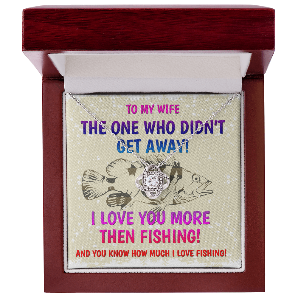 Funny Necklace Gift for Wife from Husband – I Love You More Than Fishing
